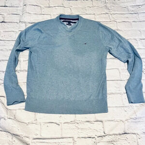 Tommy Hilfiger V-Neck Sweater Pima Cotton Classic Fit‎ Light Blue M